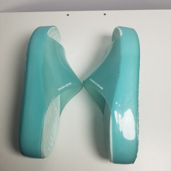 SKECHERS Foamies Namaste: Inner Peace Slide Sandle Translucent Green Sz 10 - Picture 7 of 8